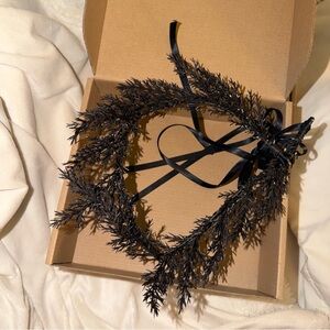 Black Wreath Crown with Ribbon